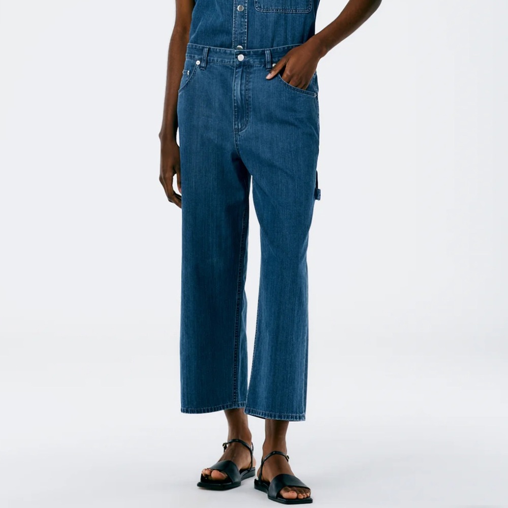 Tibi Stone Washed Denim Cropped Slouchy Carpenter Jean - Size 28